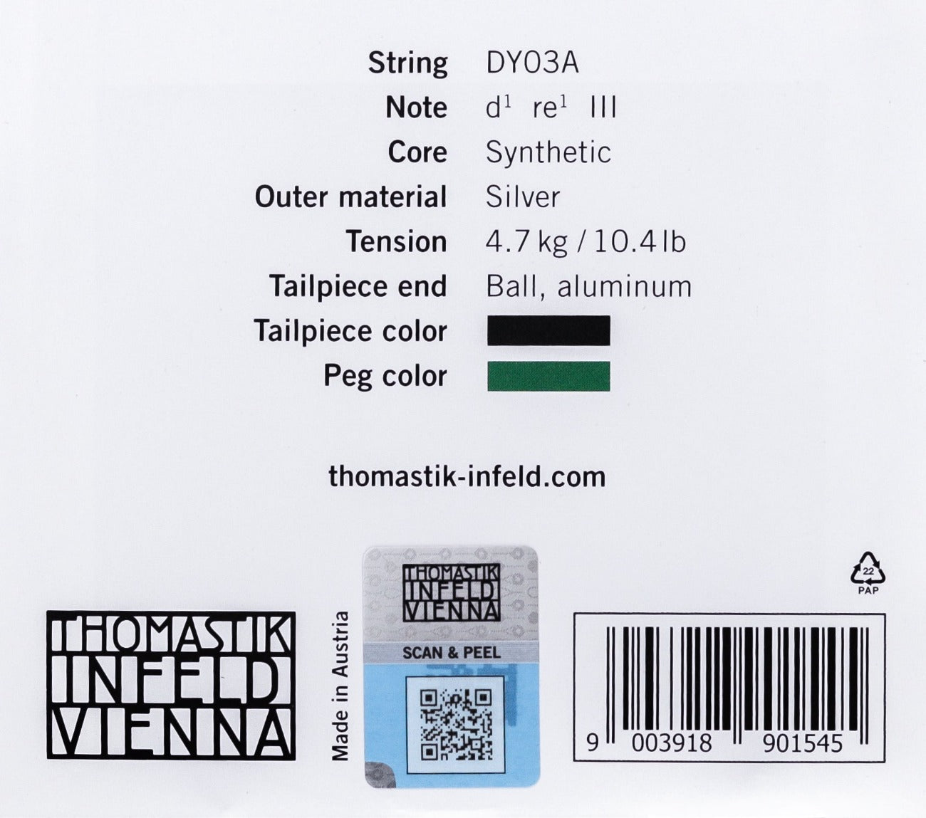 Thomastik Dynamo Violin D string back cover