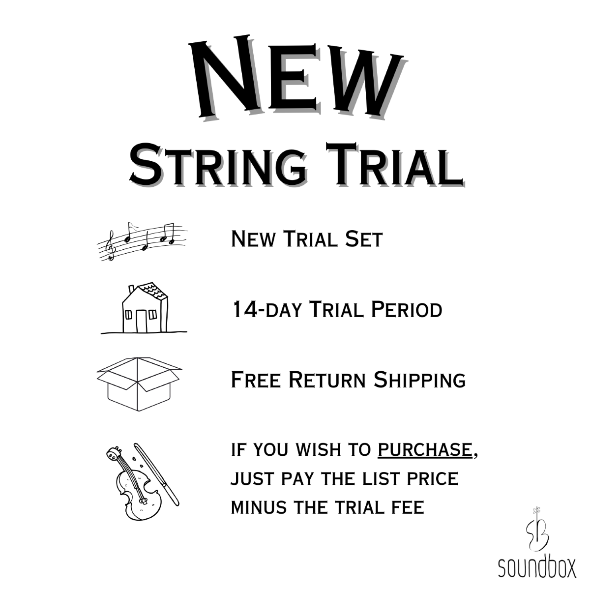 New String Trial info at Soundbox Strings