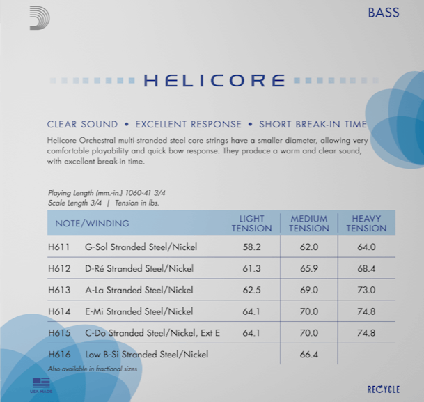 Helicore Orchestral Bass Set back cover