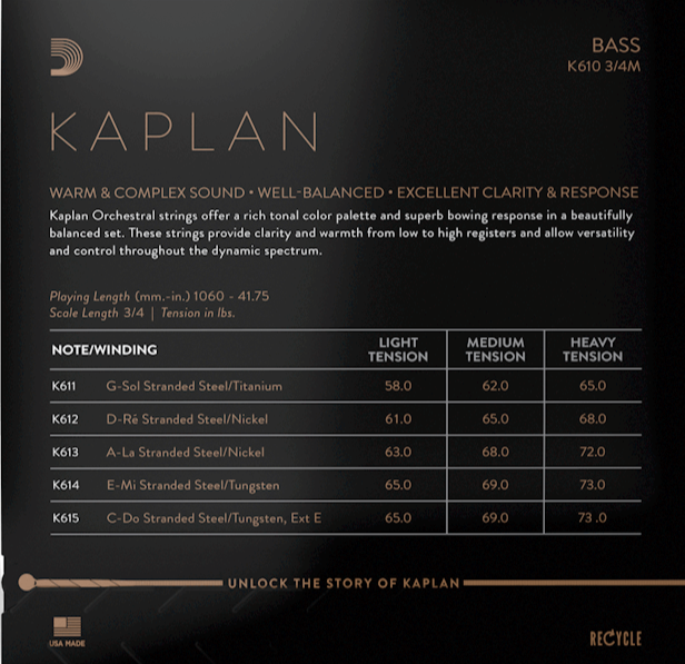 Kaplan Bass strings back cover